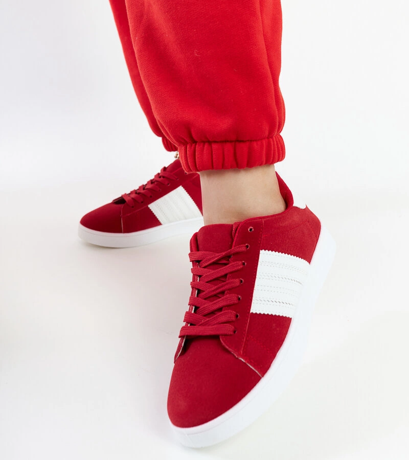 Piros bársony platformos Serap tornacipők