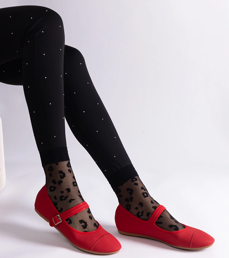 Matt piros csatos balerinacipő Longhola