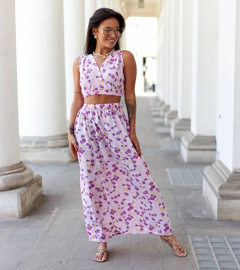 Rózsaszín szett felsővel és szoknyával Genova