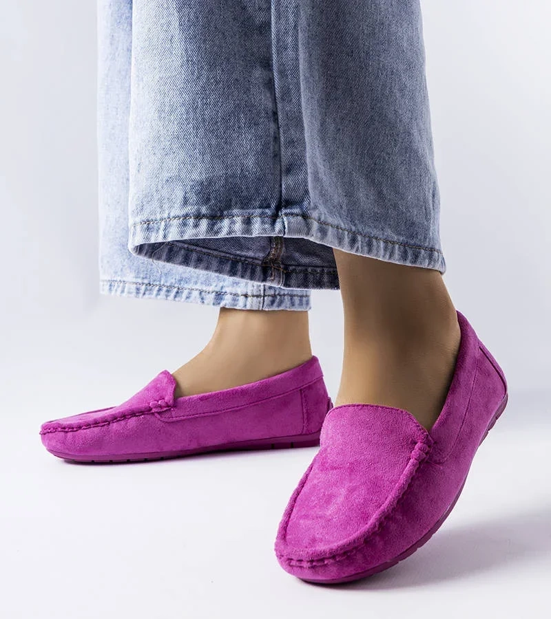 Lila bőrbetétes mokaszin Souplet