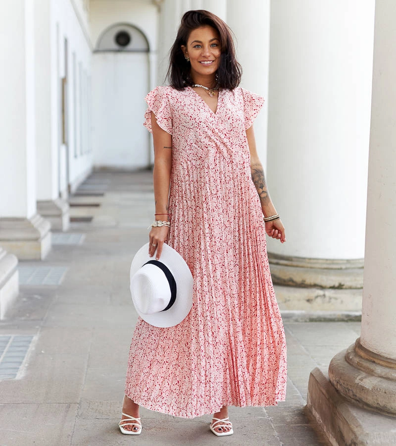 Rózsaszín maxi virágos ruha Dorina