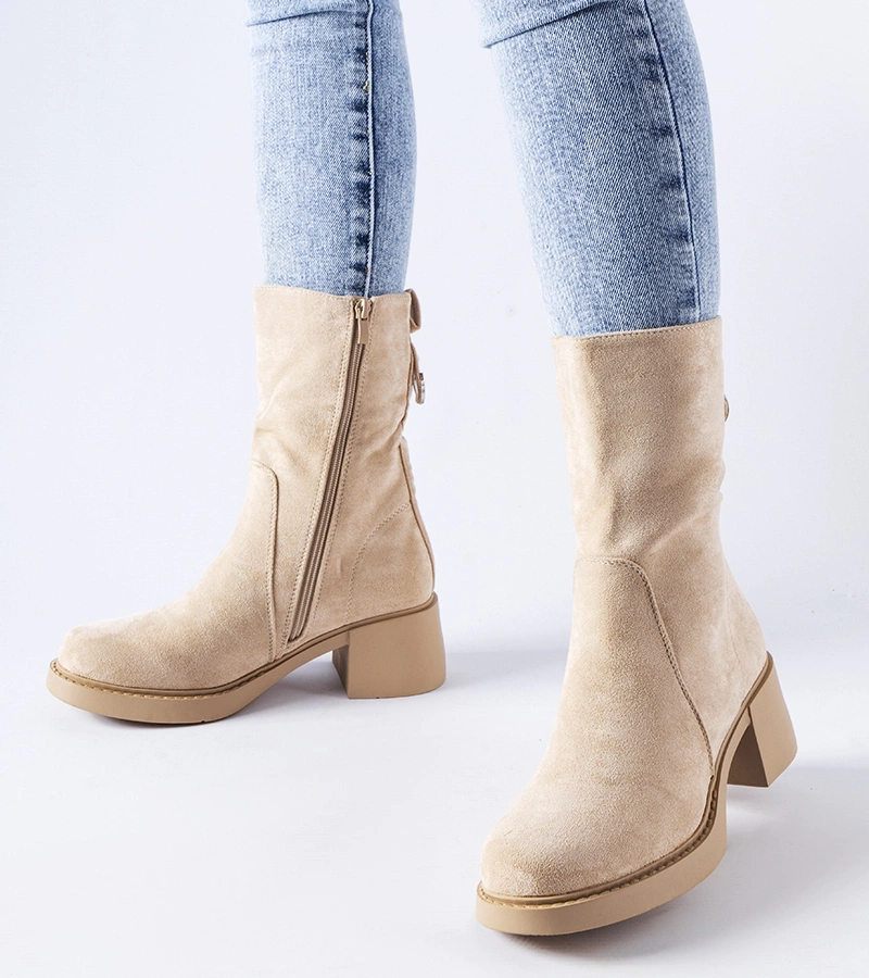 Agordino bézs bokacsizma műszárnyon