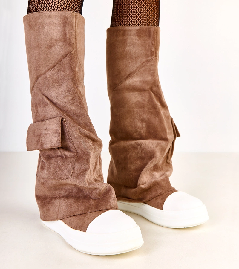 Marsey felhajtott szárú barna ökobőr csizma