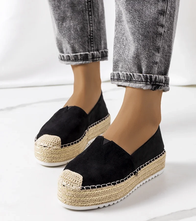 Dione fekete platformos espadrille