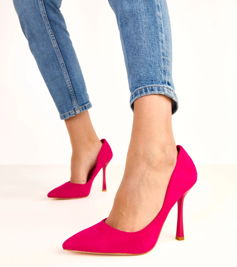 Alexa rózsaszín műbársony tűsarkú