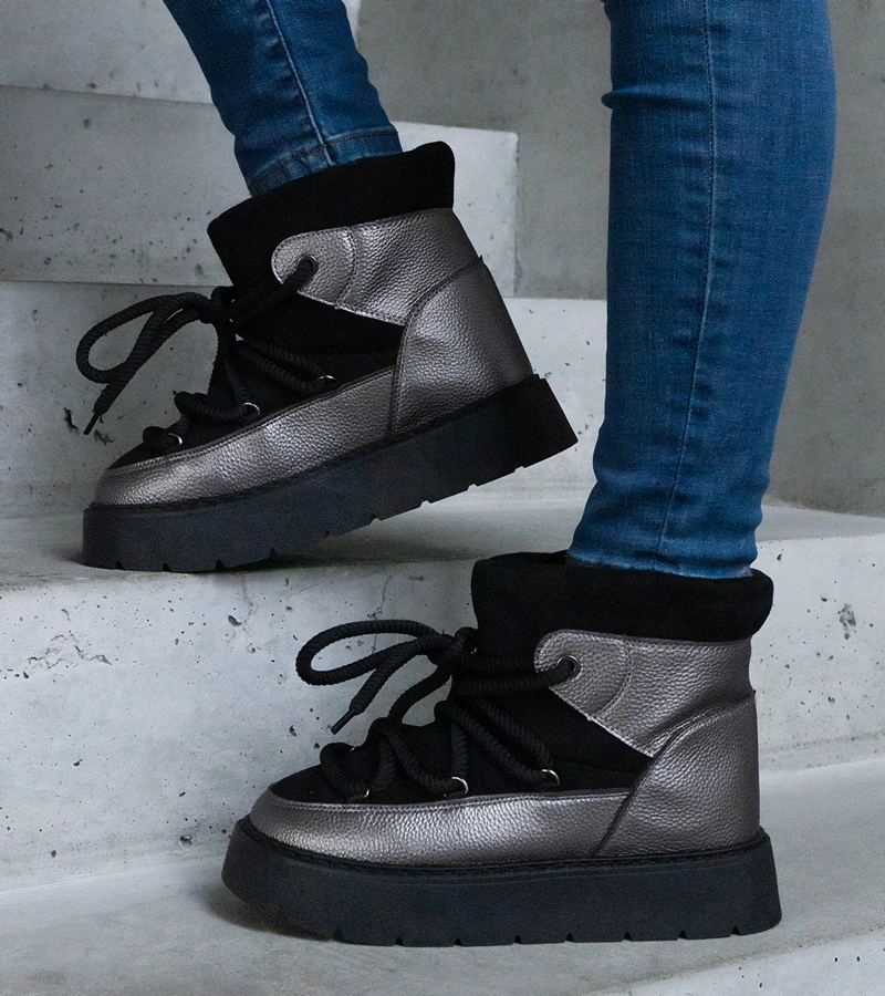 Fekete platformos hótaposó szőrmével bélelve Sapphi