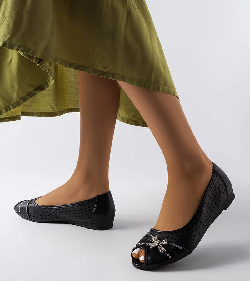 Simpsville fekete csipkés balerinacipő íjjal