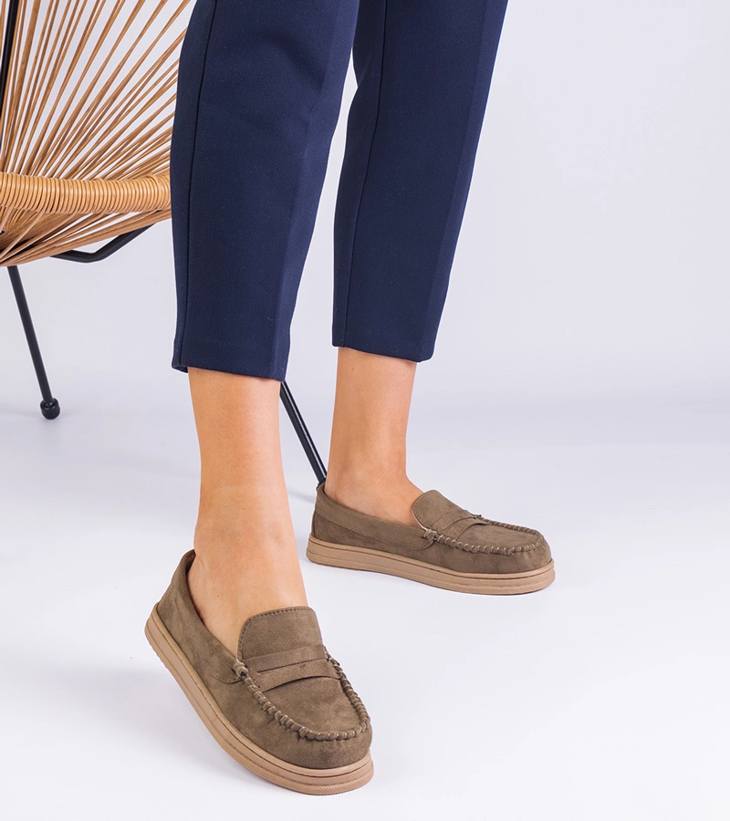 Zöld női mokaszinok ökobőrből Sevilia