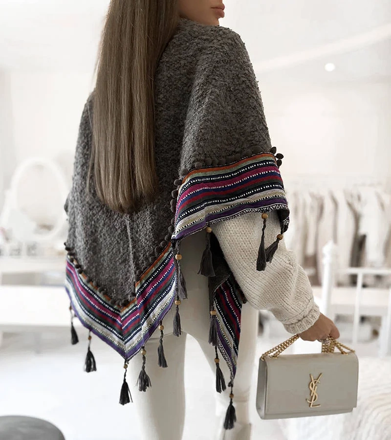 Szürke fringes Melina köpeny