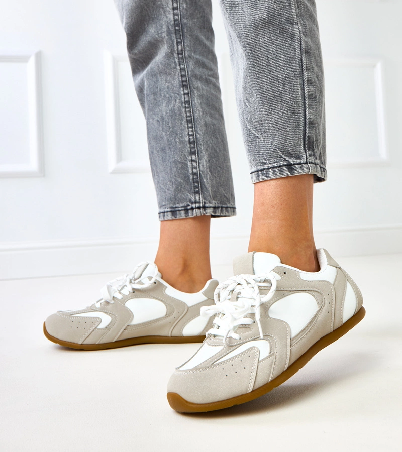 Fehér-bézs színű, dupla fűzős Casey tornacipő