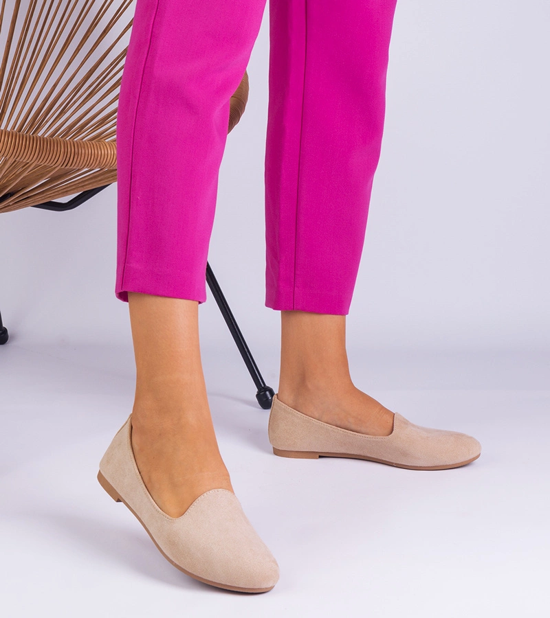 Valensia bézs klasszikus ökobársony balerina