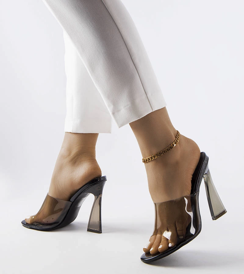 Fekete áttetsző sarokkal rendelkező Clichy papucs