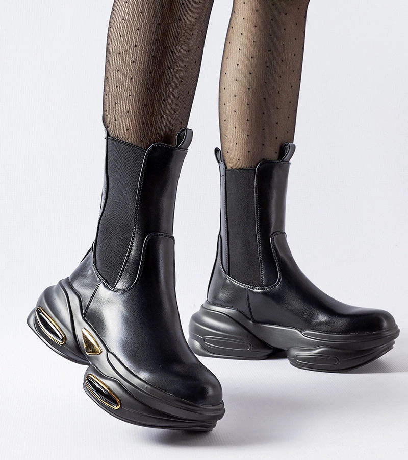 Fekete bőr vastag csizma Sant'Egidio