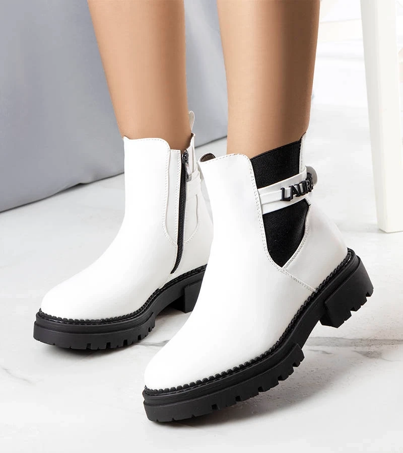 Fehér bélelt bokacsizma Sanso