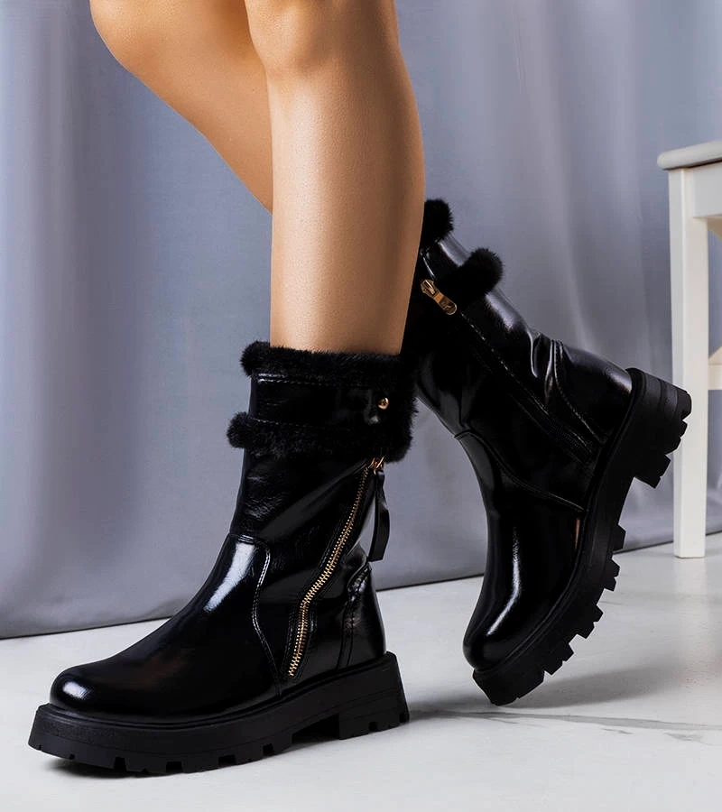 Fekete béléses Lensil csizma