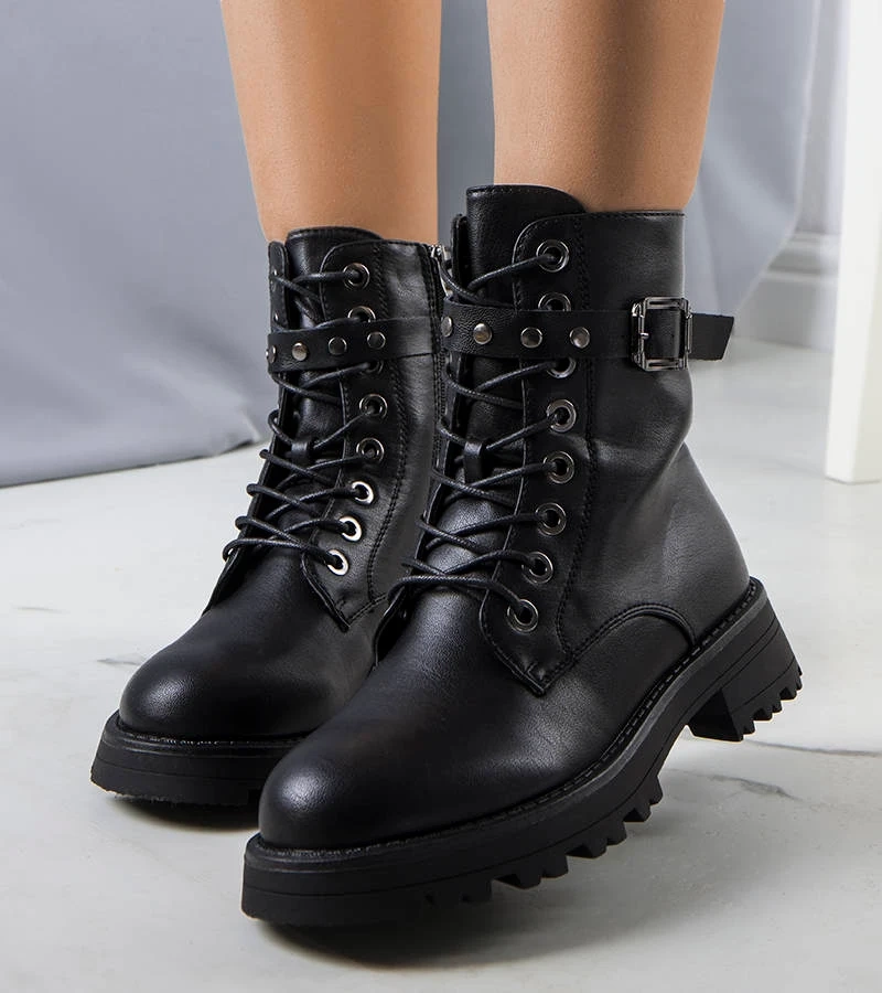 Fekete öko-bőr bakancs Narnclaedra