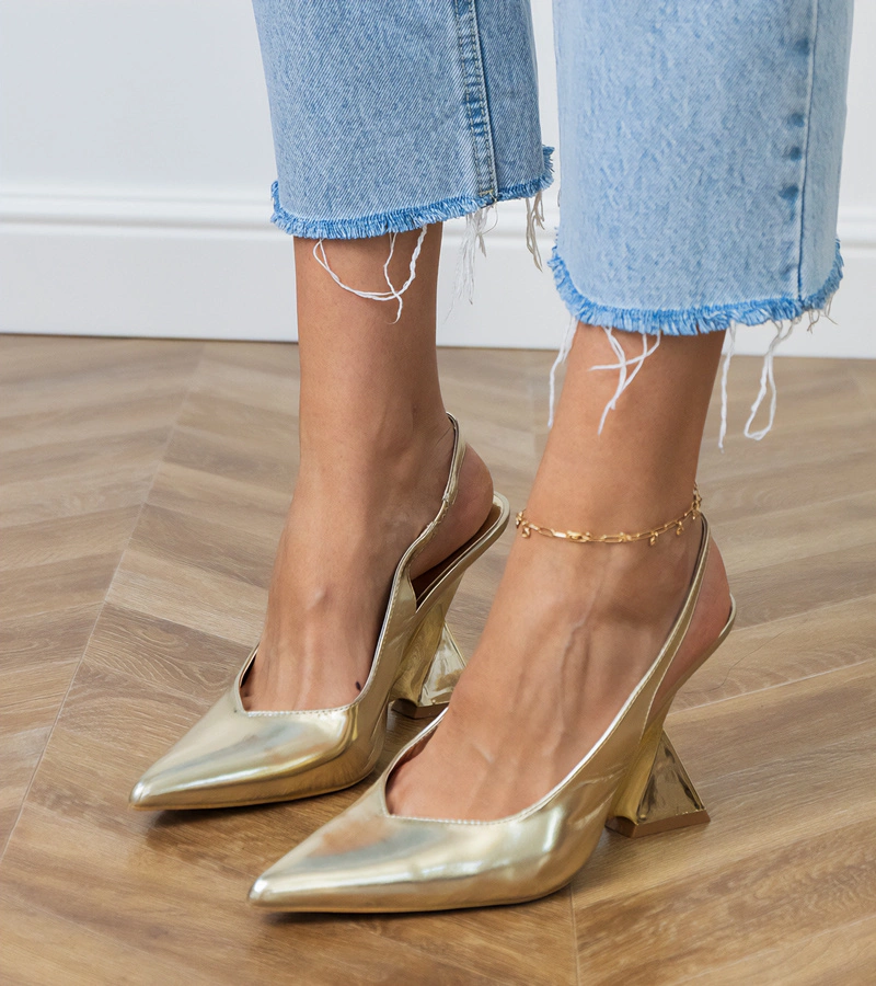 Arany szandál geometrikus telitalpú Kokkes