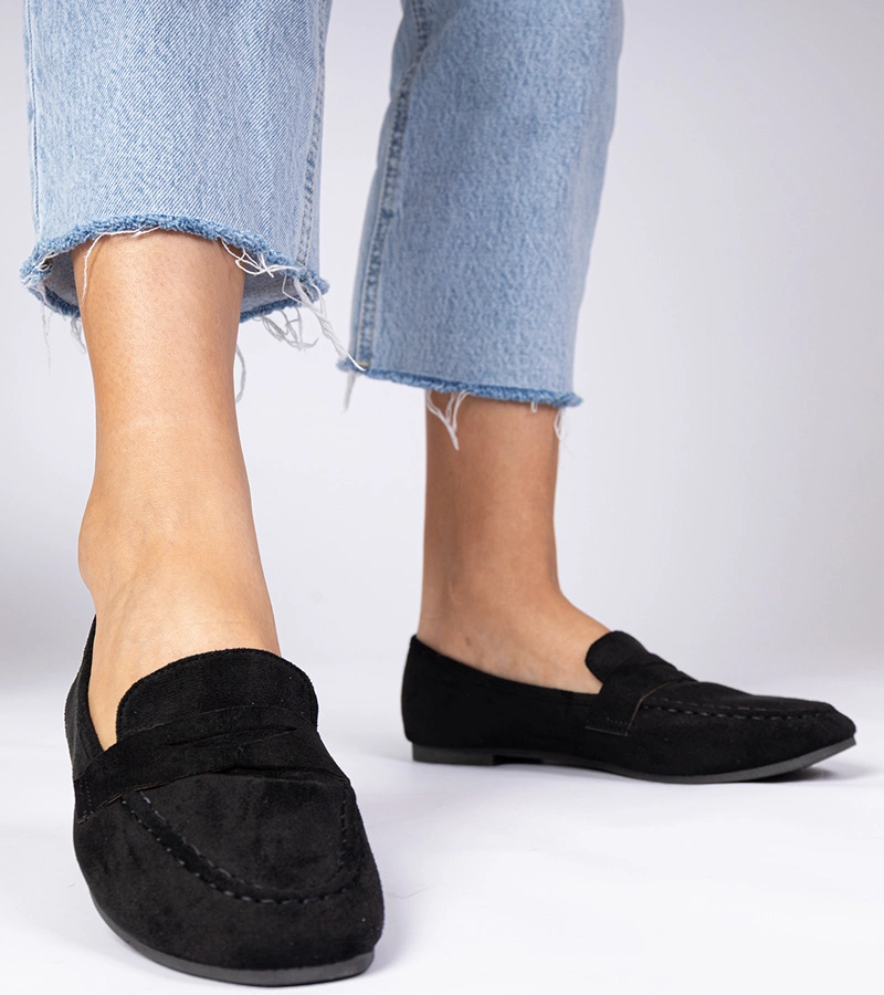 Fekete elegáns eco-bőr mokaszinok Palmarina