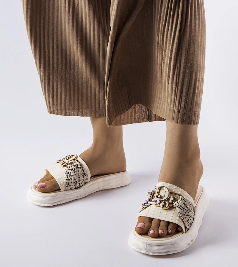 Bérard bézs gumi díszpapucs