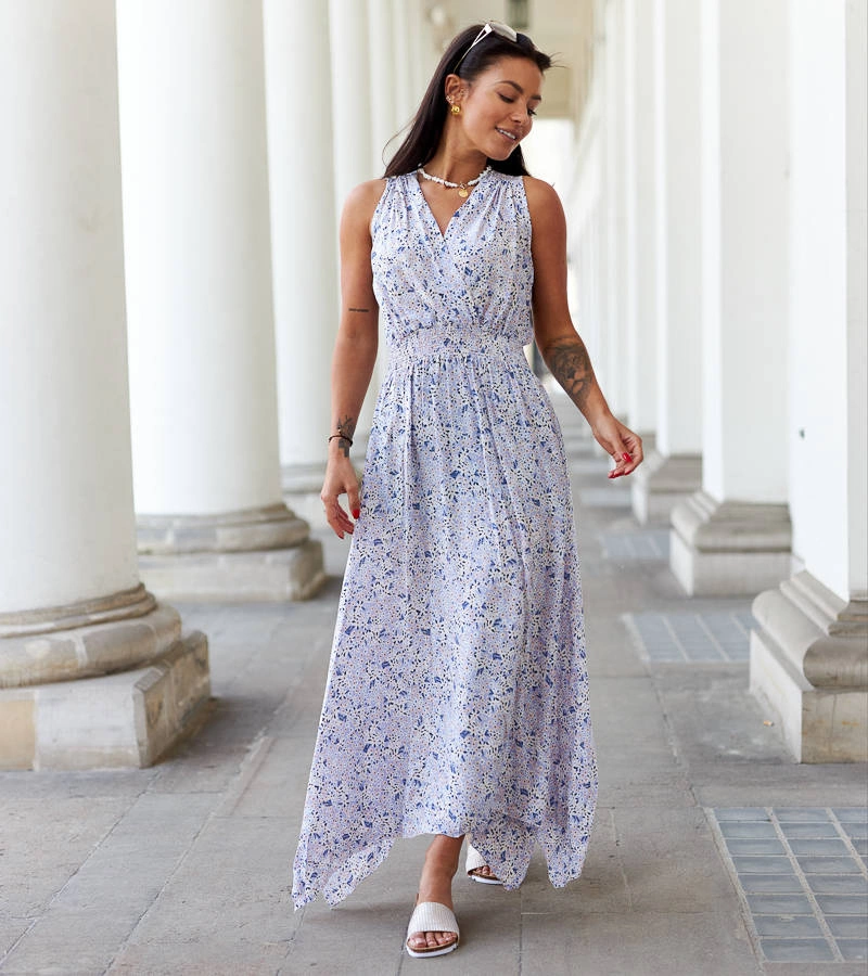 Lila virágos Napolitano ruha