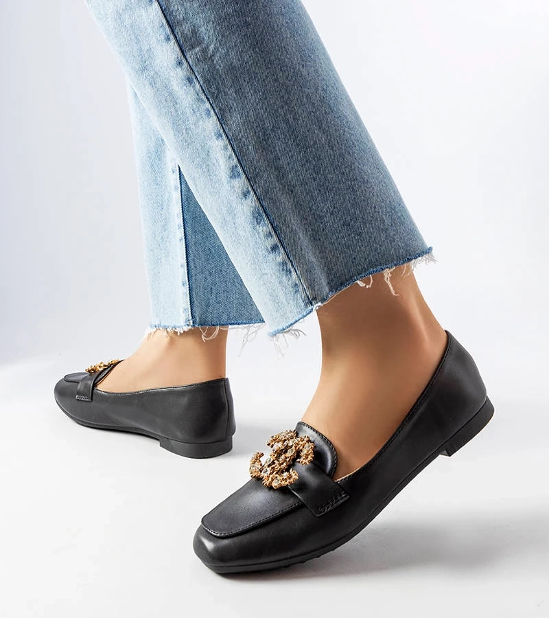 Fekete cirkóniával díszített mokaszinok Neuer