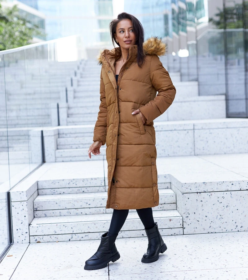 Barna steppelt melegített kabát Fortunato