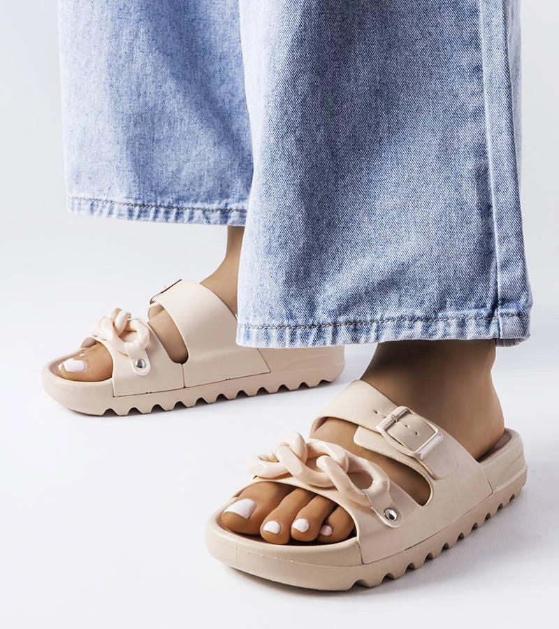 Étoile bézs gumi papucs