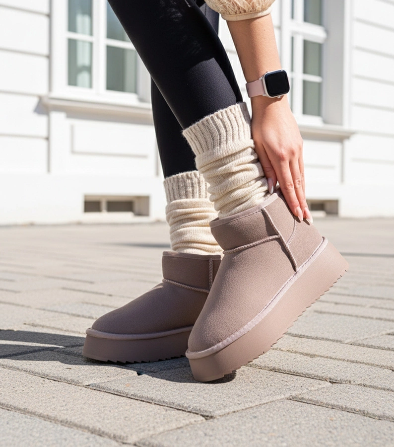 Természetes velúr hócsizma szürke Armona