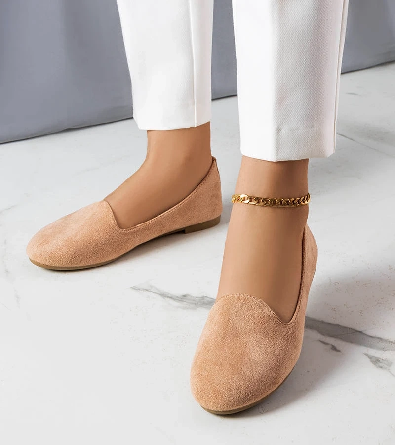 Barna műszálas szövetből készült balerina cipő Marion