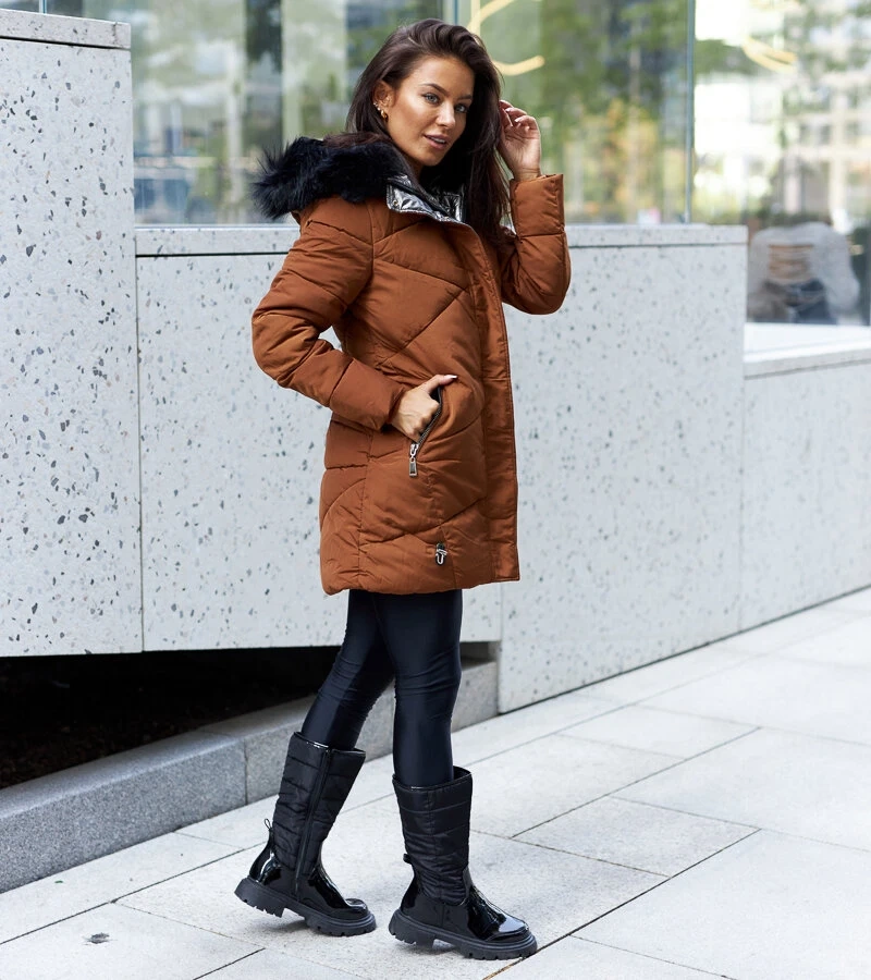 Riverton leválasztható szőrmebélésű barna dzseki