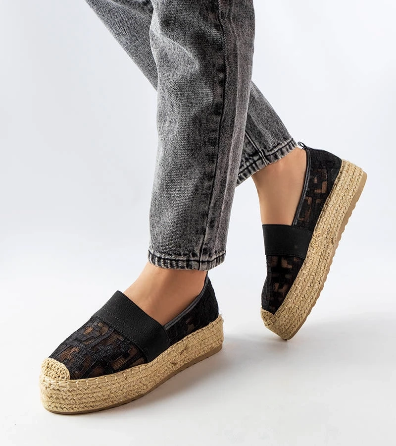 Fekete hálós espadrillek Bateliers