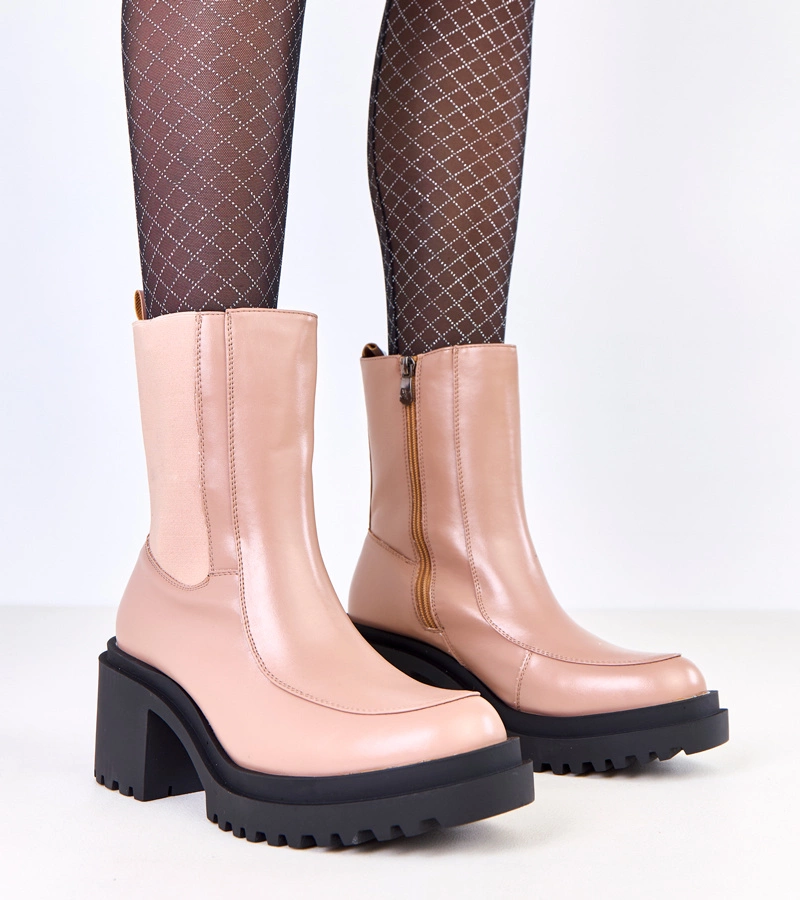 Jarley rugalmas betéttel ellátott bézs bokacsizma