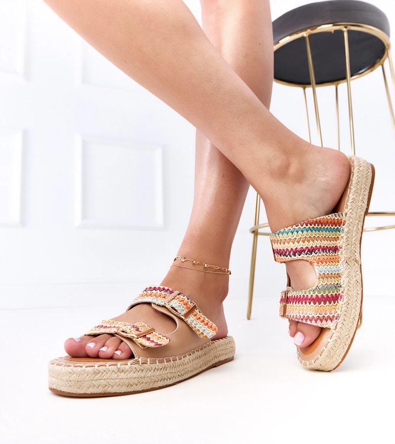 Kasina színes horgolt csatos espadrille papucs