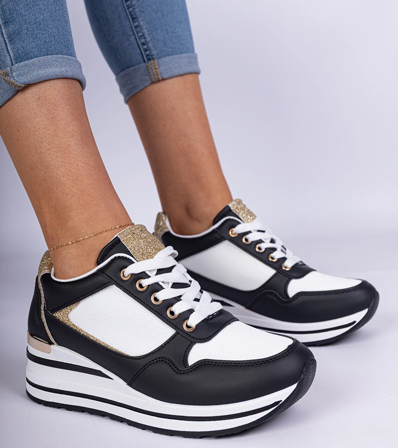 Fekete tornacipők csillámmal és fém betéttel Olaria