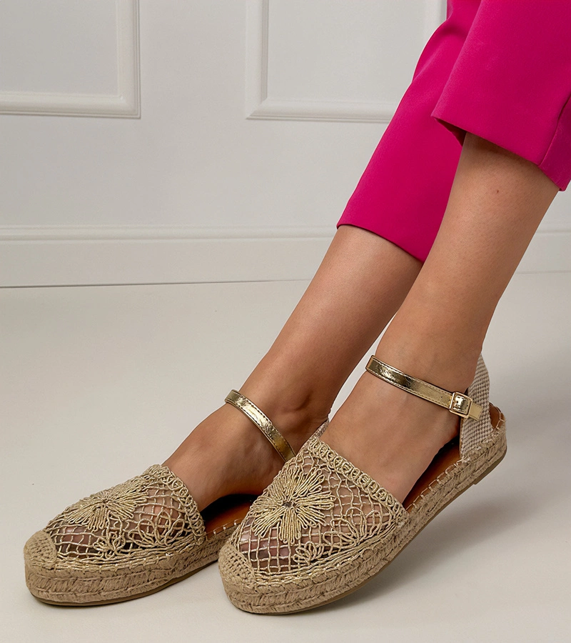 Arany lyukacsos espadrille szandálok Santos