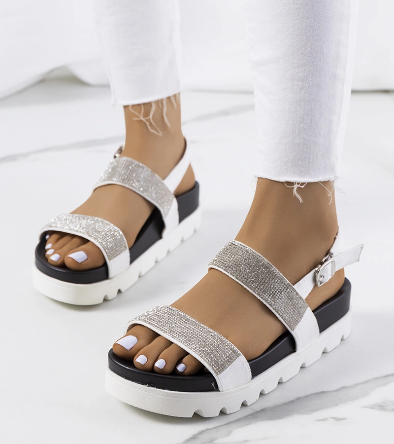 Fehér cirkóniával díszített szandál Felding