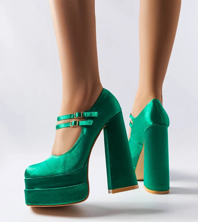 Zöld magas sarkú cipő Gabriel