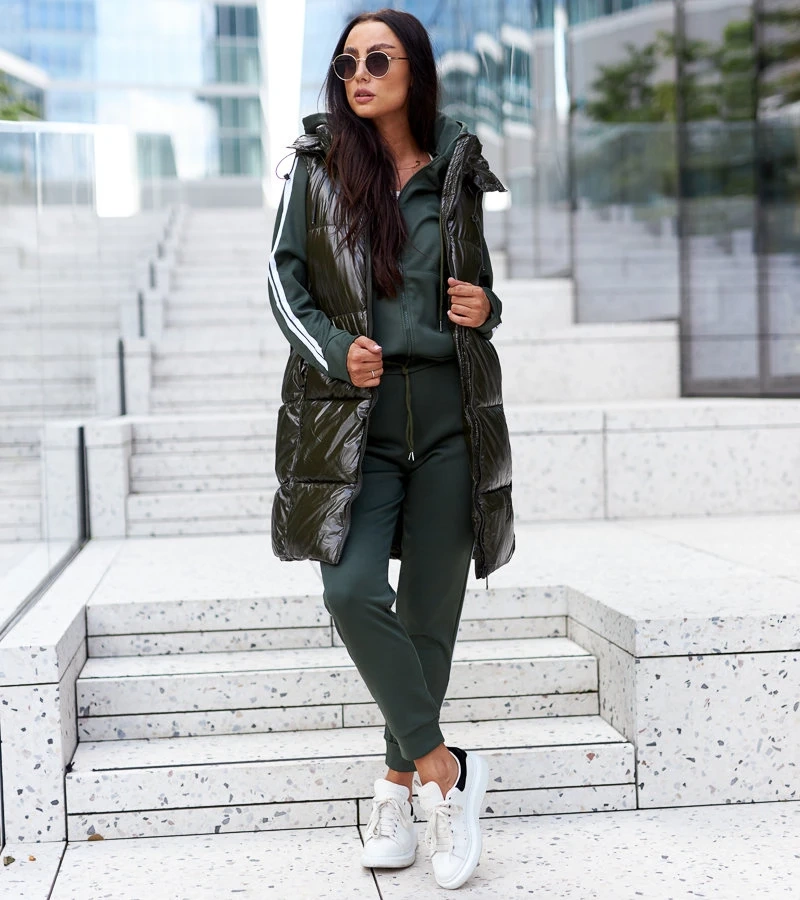 Zöld mellény leválasztható kapucnival Artemia