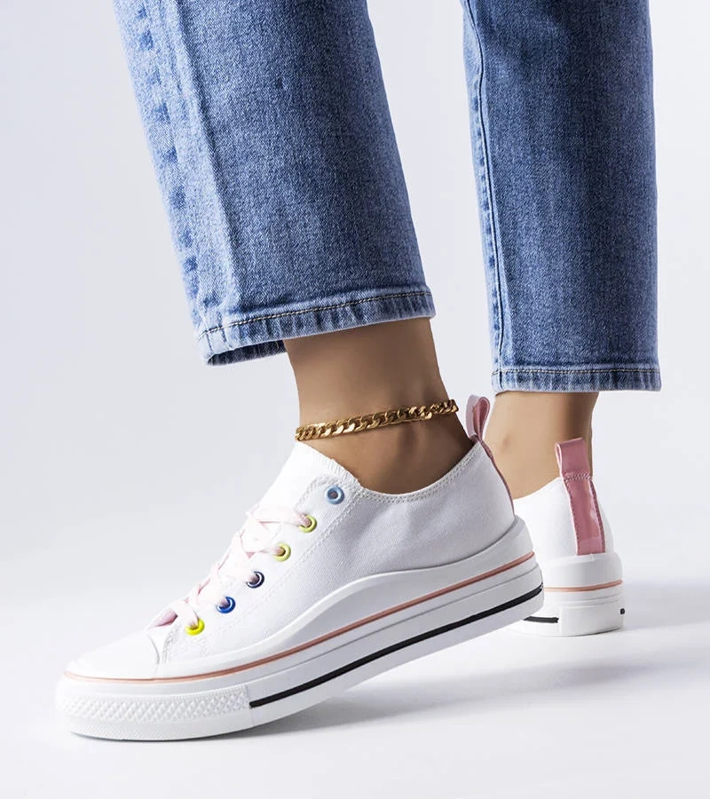 Fehér-rózsaszín platformos tornacipők