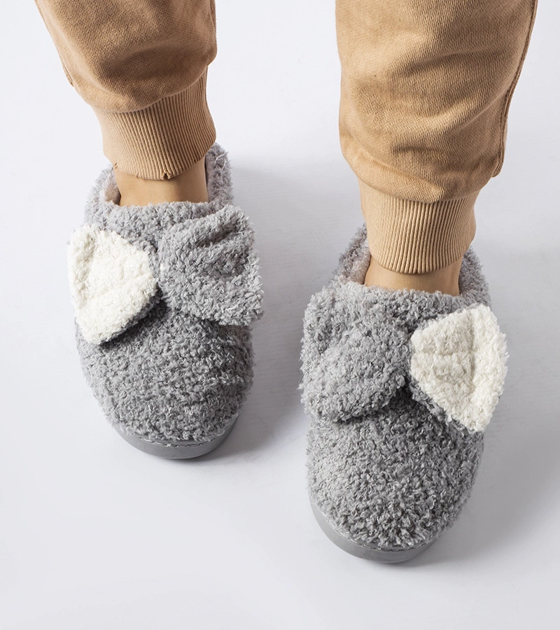Szürke meleg papucs masnival - Delfio