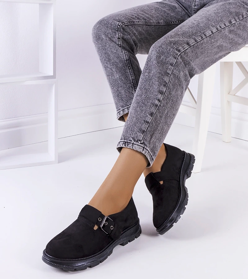 Fekete csatos félcipő Ancel