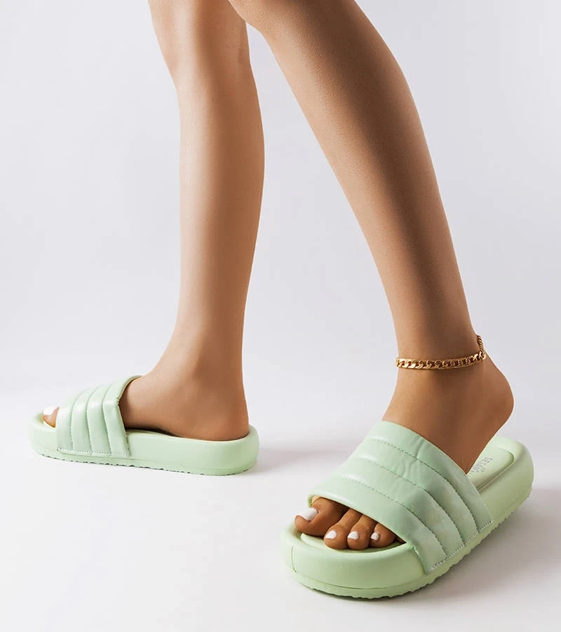 Zöld díszített Dorene papucsok