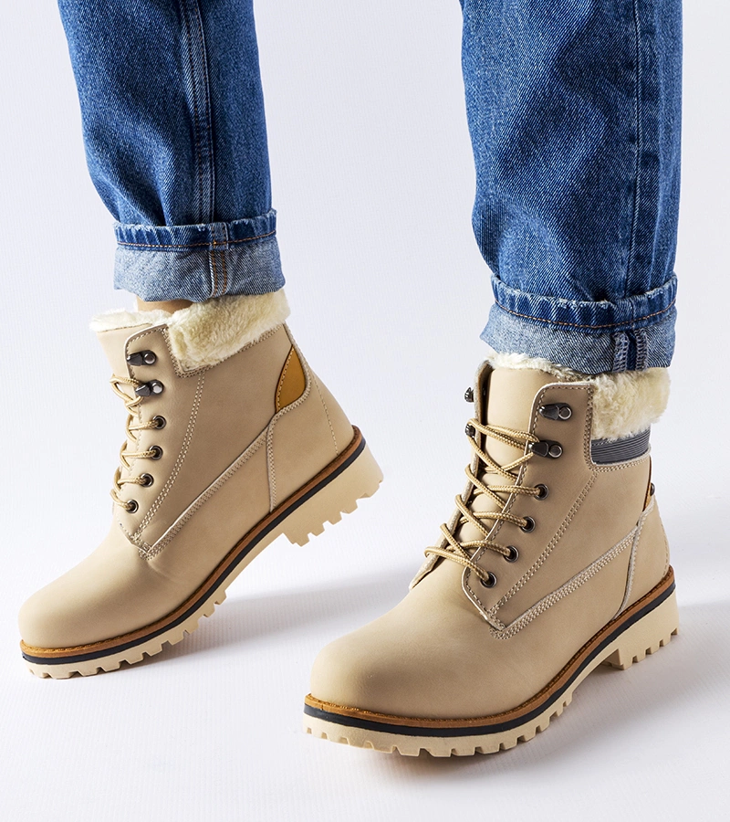 Montalbino melegített bézs bakancsok