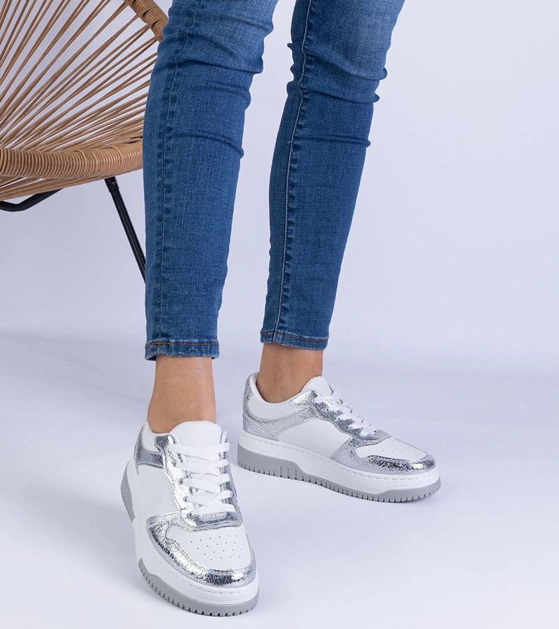 Ezüst vastag talpú tornacipő Undina