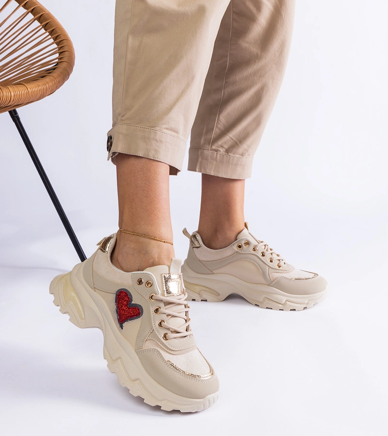 Martineza szíves platformos bézs tornacipő