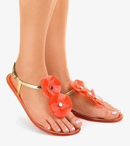 Piros virágos papucs KG19P