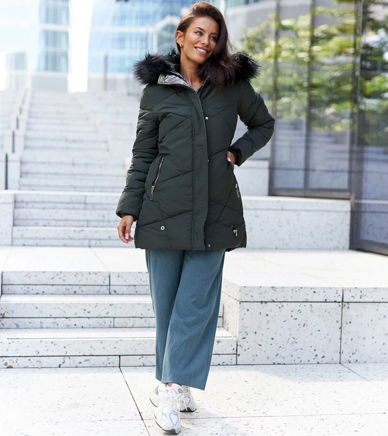 Zöld kabát levehető szőrmebélésű Riverton