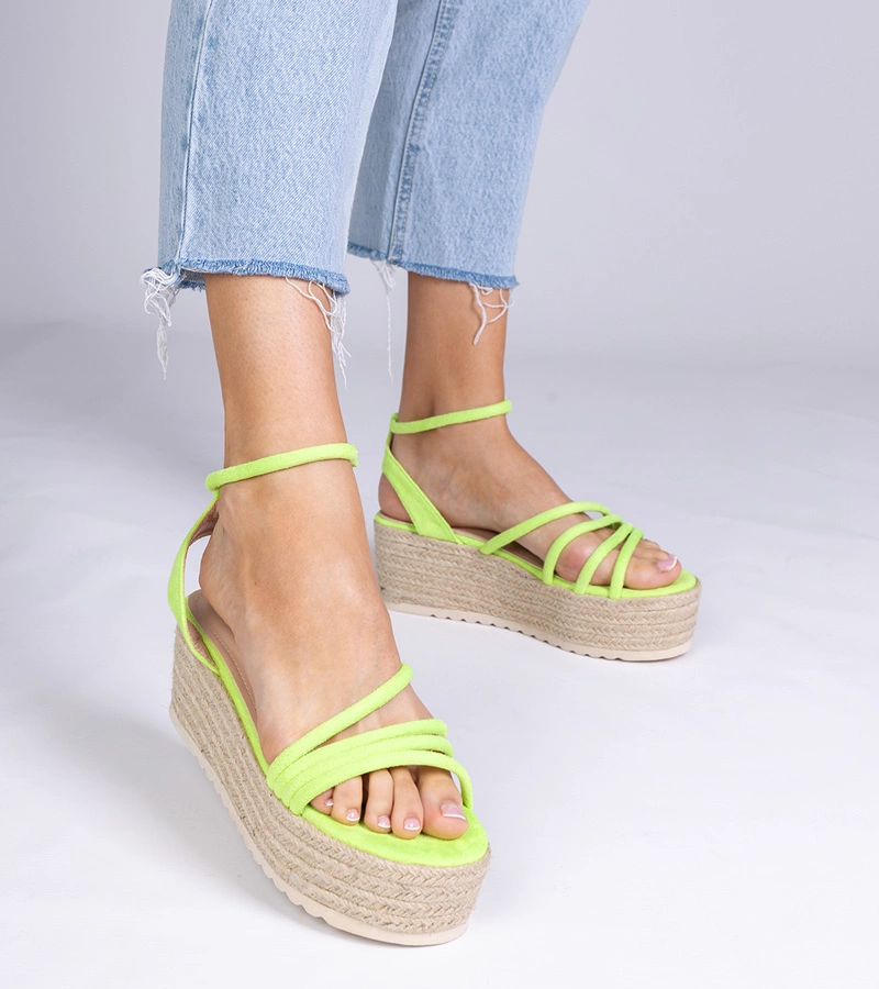 Panola zöld platformos espadrille szandál