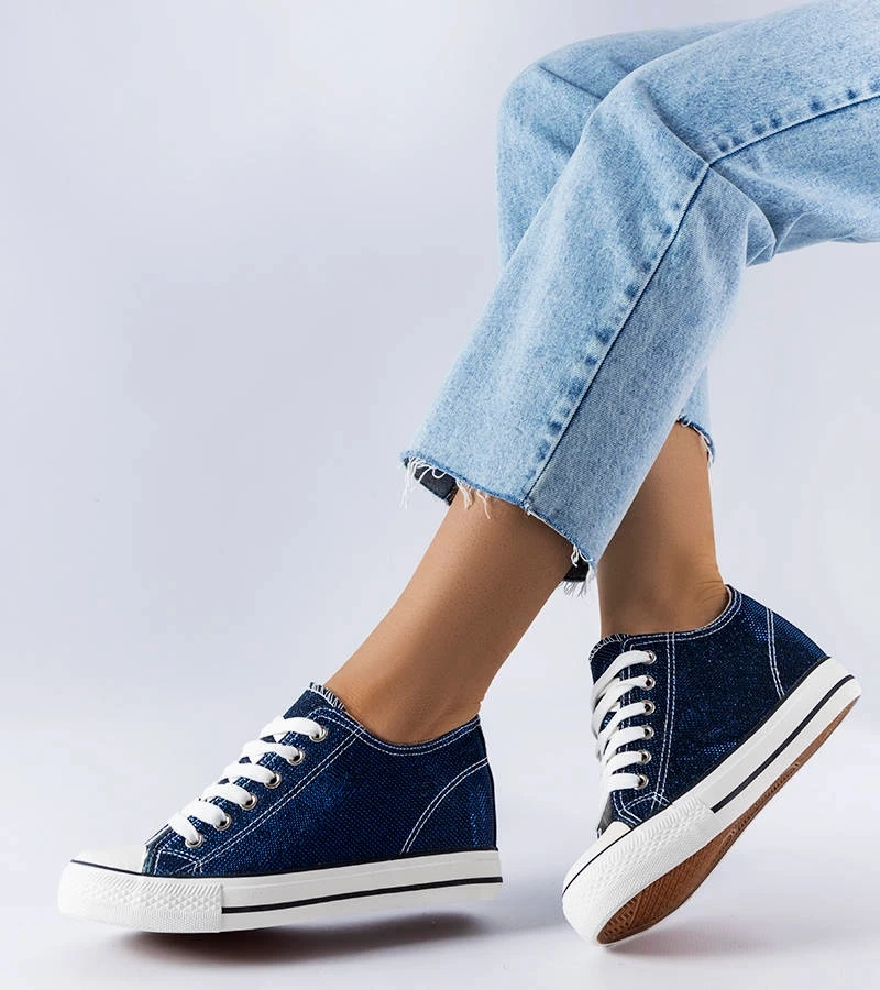 Sötétkék flitteres platform tornacipők Crete