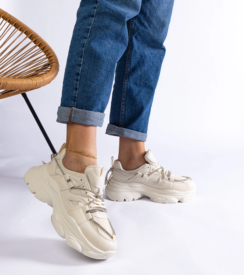 Ivett női sportos bézs tornacipő